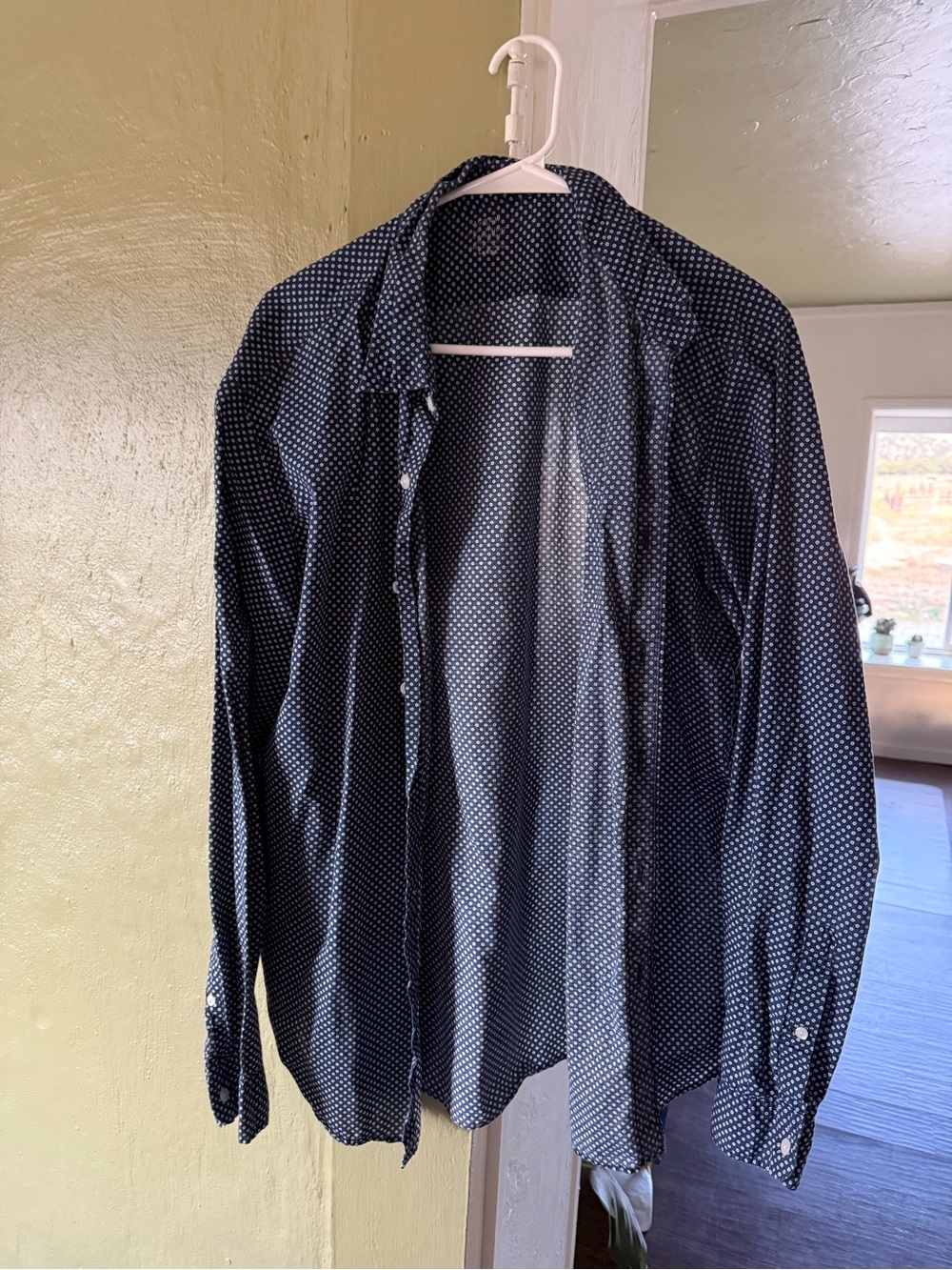 Men's Navy Blue Polka Dot Shirt Jacket